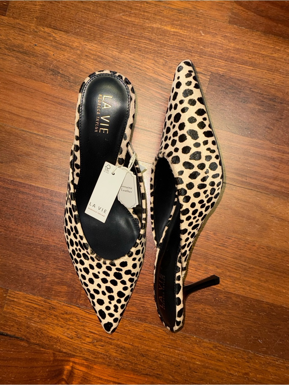 Cheetah Animal Print Calf Hair Pointed-Toe Leather Mules